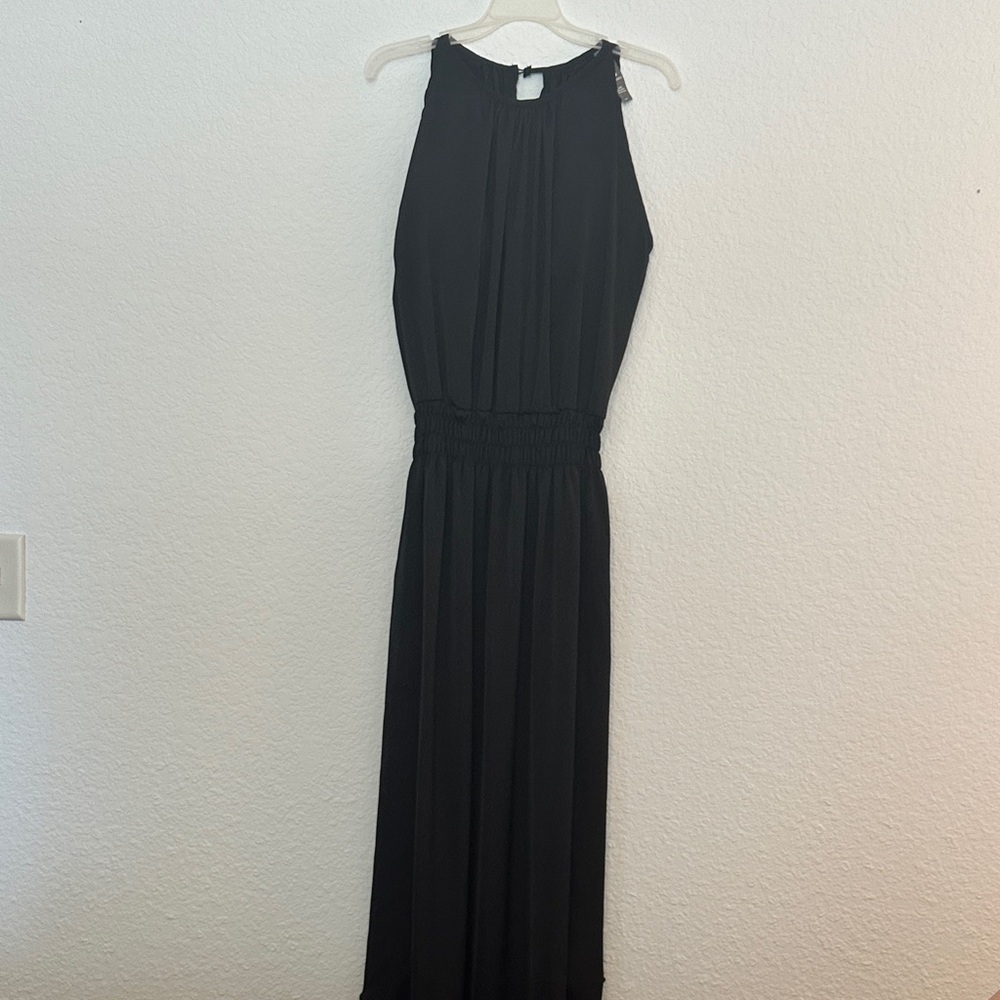 Classic Black Smocked-Waist Midi Dress - Picture 2 of 8
